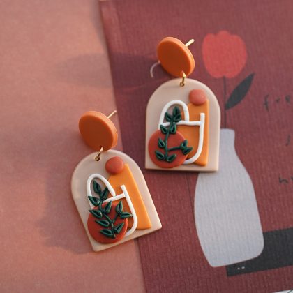 Plant Crafts Illustration Polymer Clay Earrings