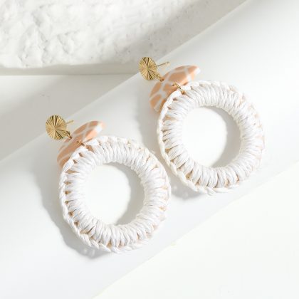 Trendy Geometric Knit Polymer Clay Drop Earrings