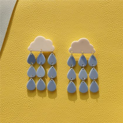 Cute Cloud, Blue Rain Acrylic Earrings